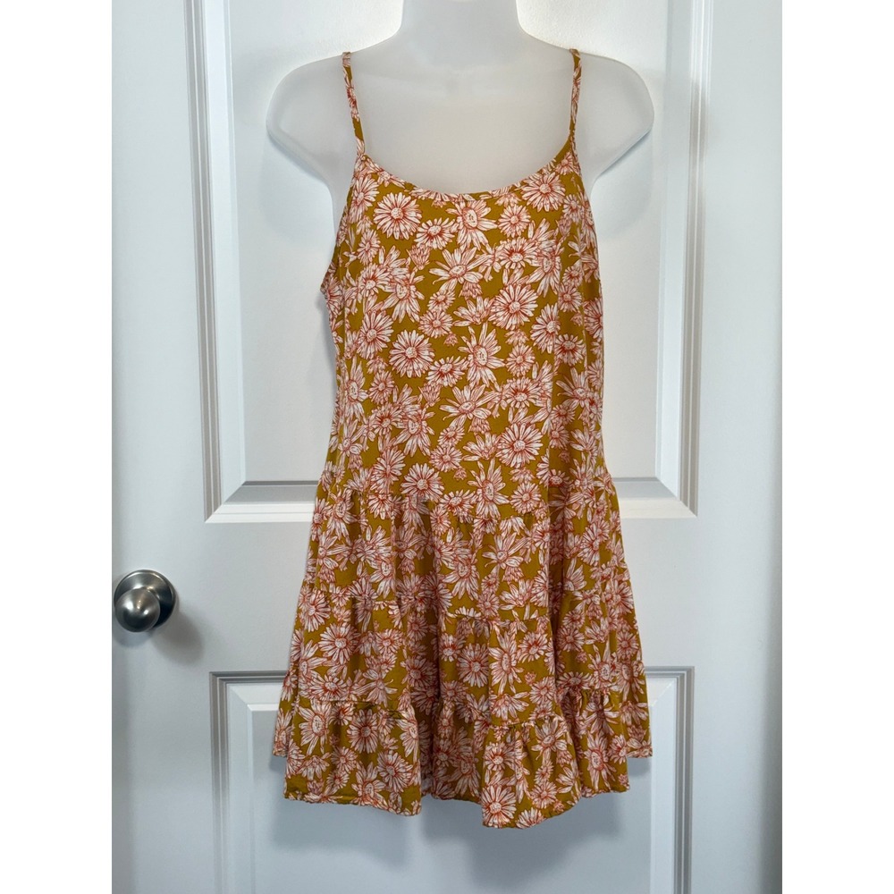 Wild Fable Women's Floral Print Tiered Mini Dress Orange Small Summer Sundress S